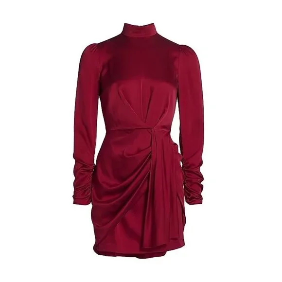 Zimmermann Draped Mini Dress in Garnet 2/Medium New Womens Long Sleeve Silk - Picture 9 of 16